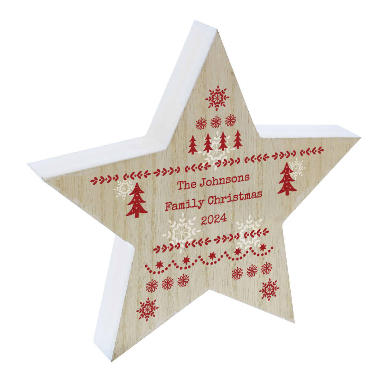 Personalised Christmas Fair Isle Wooden Star Ornament - Shop Christmas Decorations At Gift Moments - 5