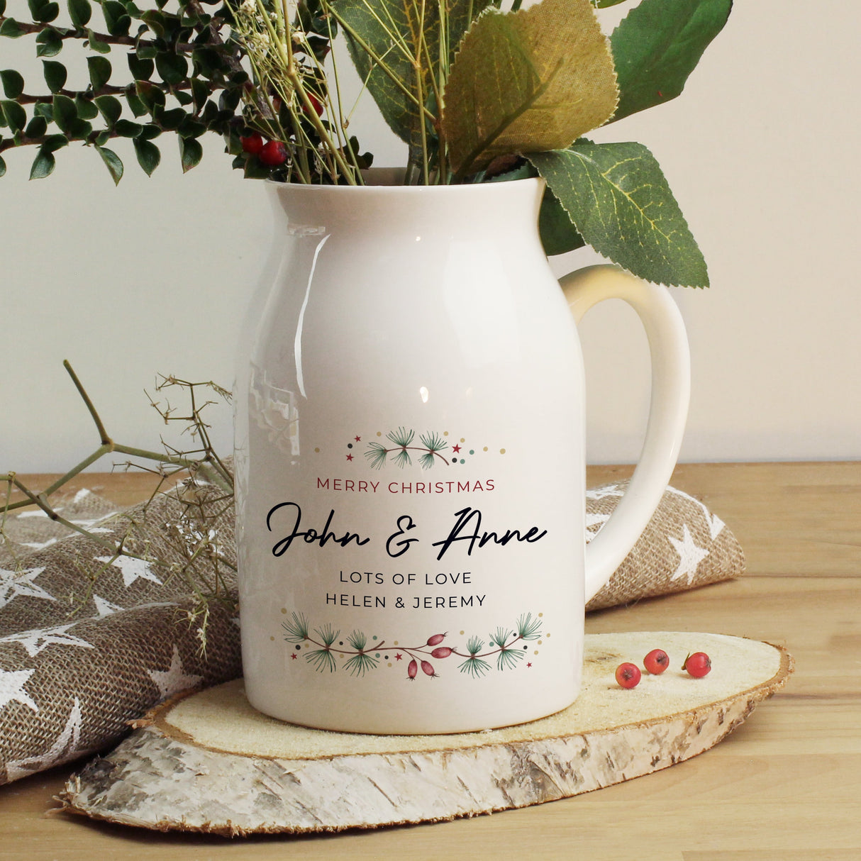 Personalised Christmas Flower Jug: 1 - Vases By Gift Moments