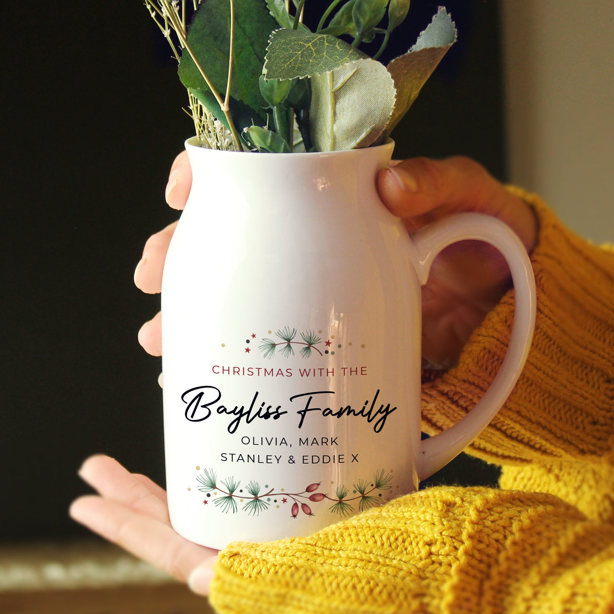 Personalised Christmas Flower Jug: 3 - Vases By Gift Moments