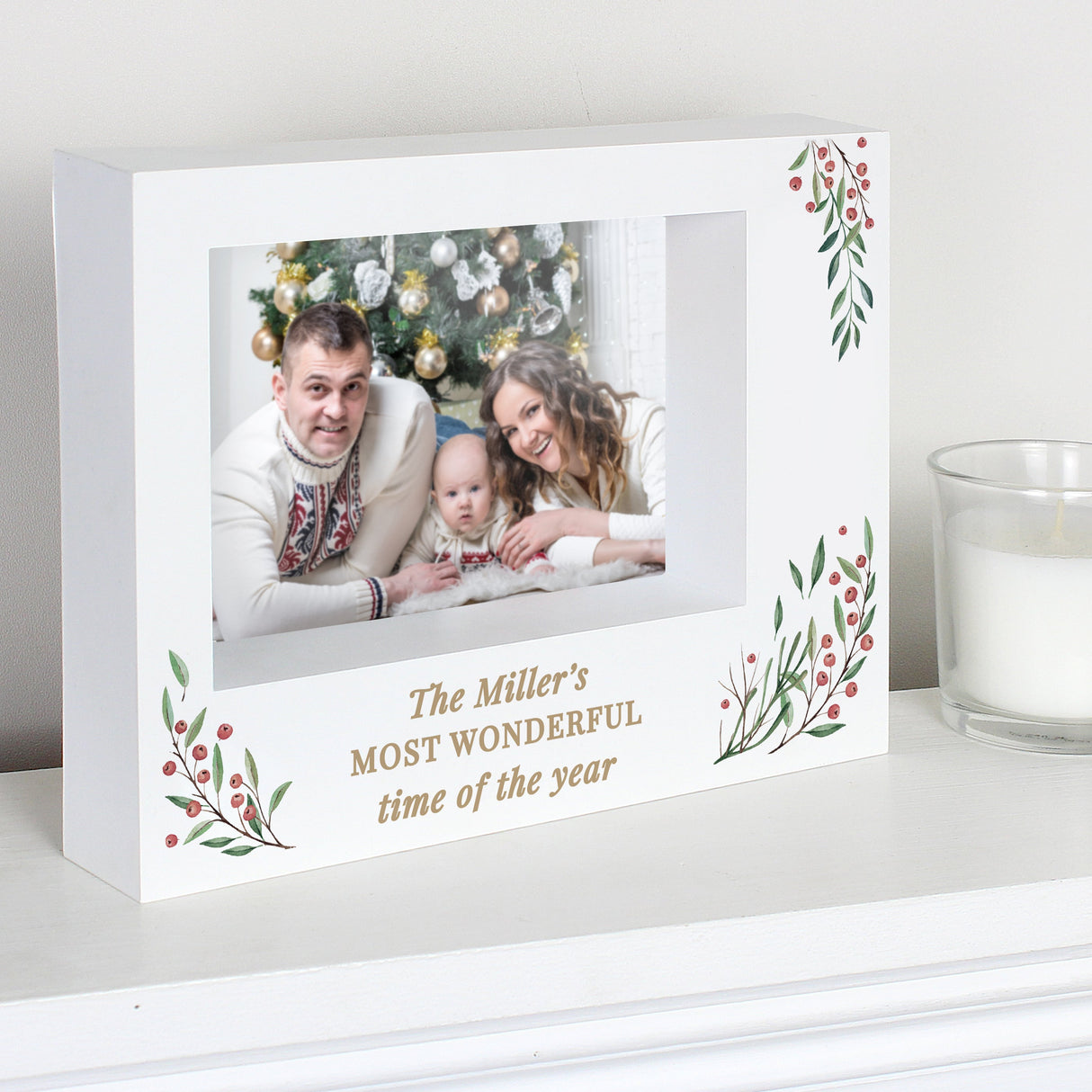 Personalised Christmas Foliage 5x7 Box Photo Frame: 1 - Photo Frames By Gift Moments
