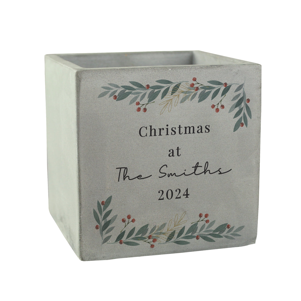 Personalised Christmas Foliage Concrete Planter - Shop Pots & Planters At Gift Moments - 5