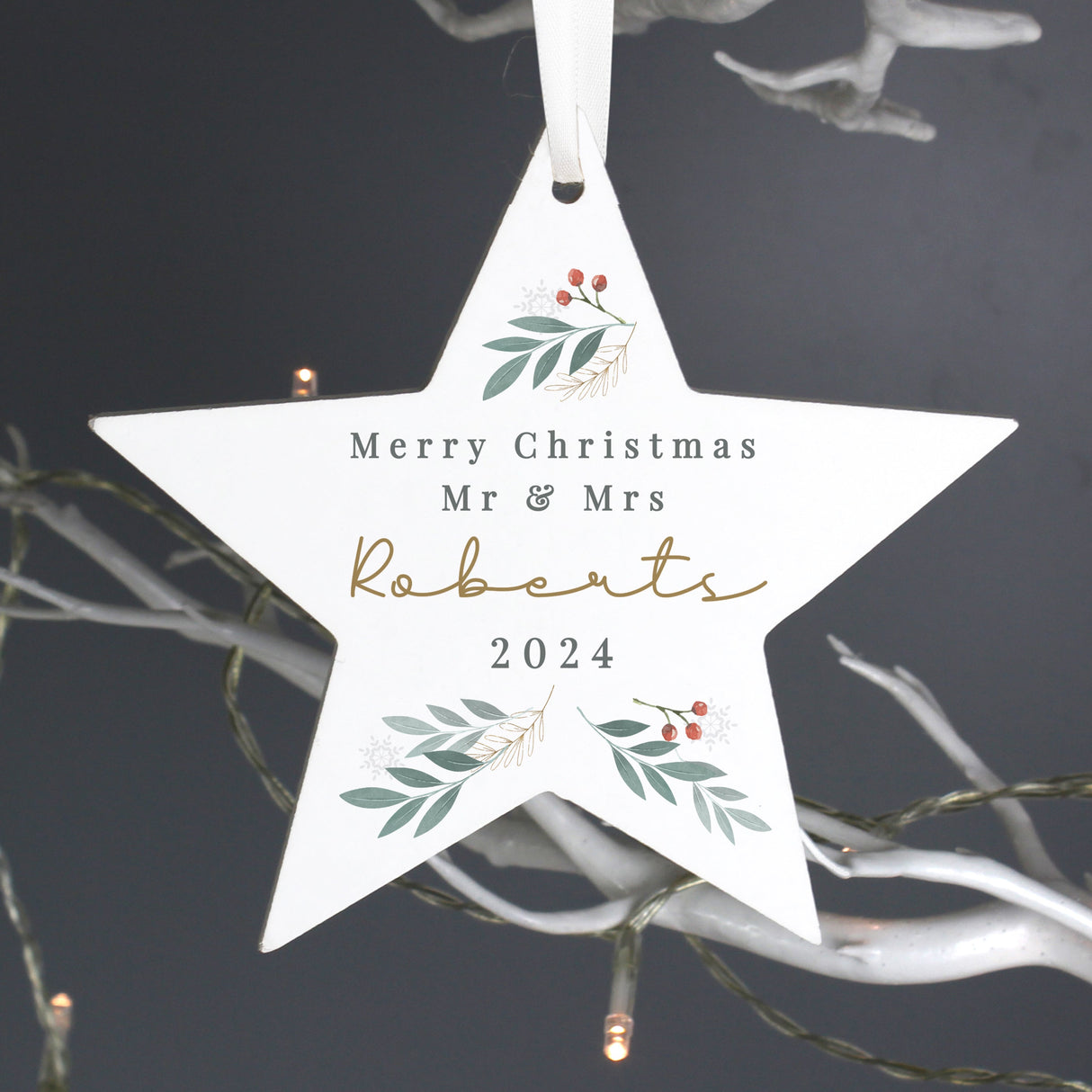 Personalised Christmas Foliage Hanging Star Decoration - Shop Christmas Decorations At Gift Moments - 6