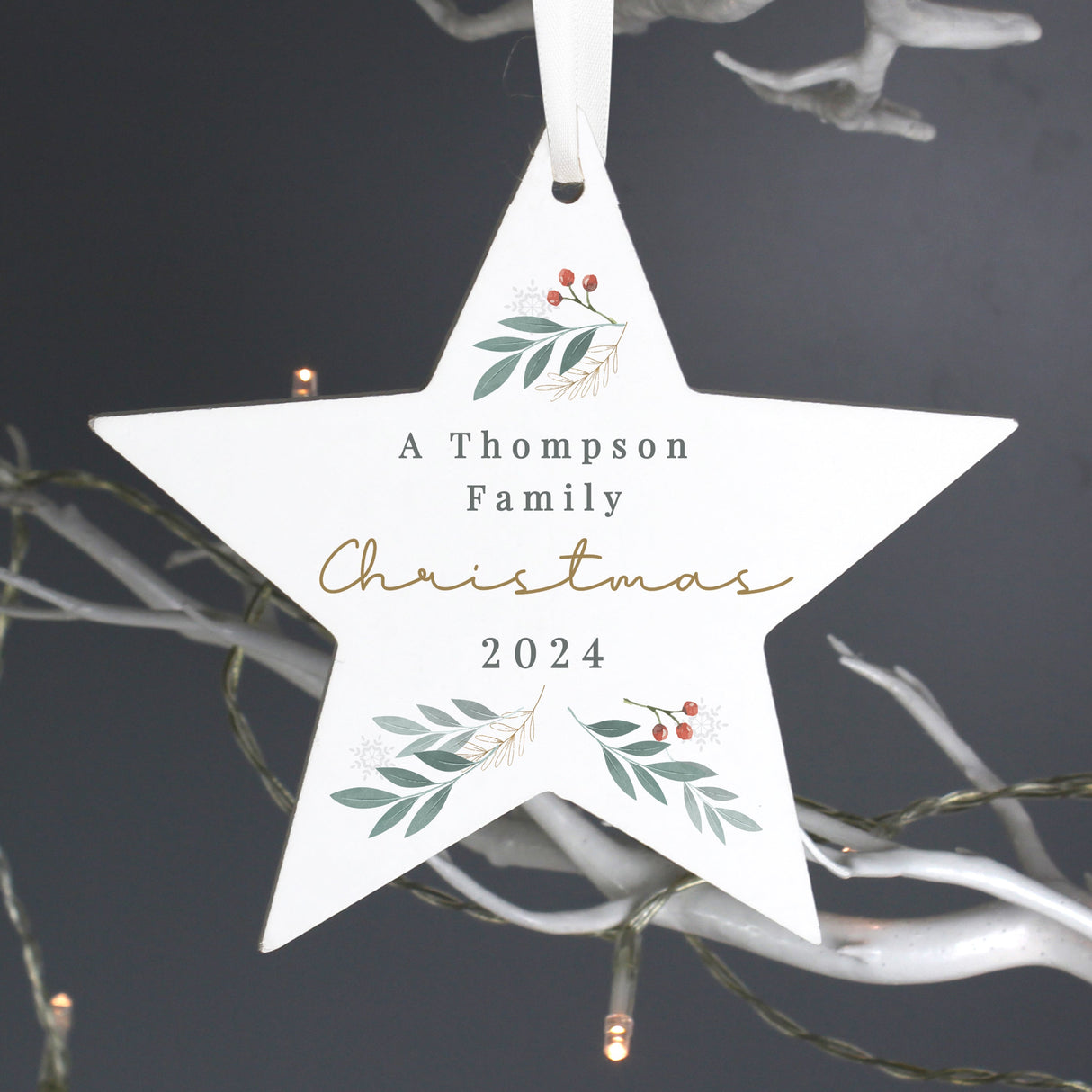 Personalised Christmas Foliage Hanging Star Decoration - Shop Christmas Decorations At Gift Moments - 4