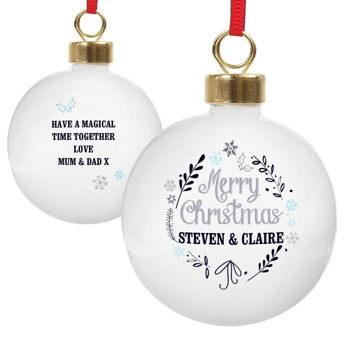 Personalised Christmas Frost Bauble: 2 - Christmas Baubles By Gift Moments