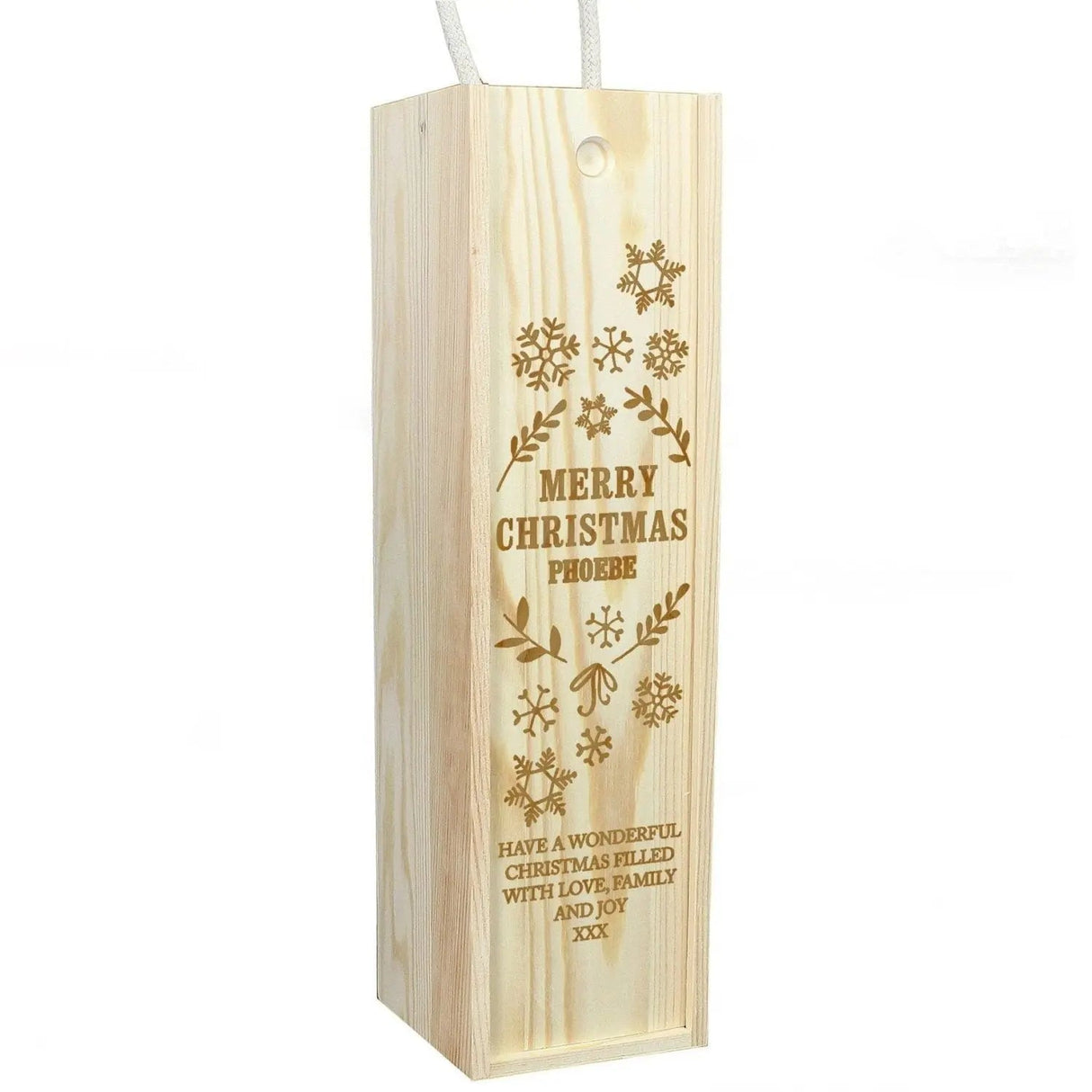 Personalised Christmas Frost Wooden Wine Bottle Box: 4 - Barware By Gift Moments