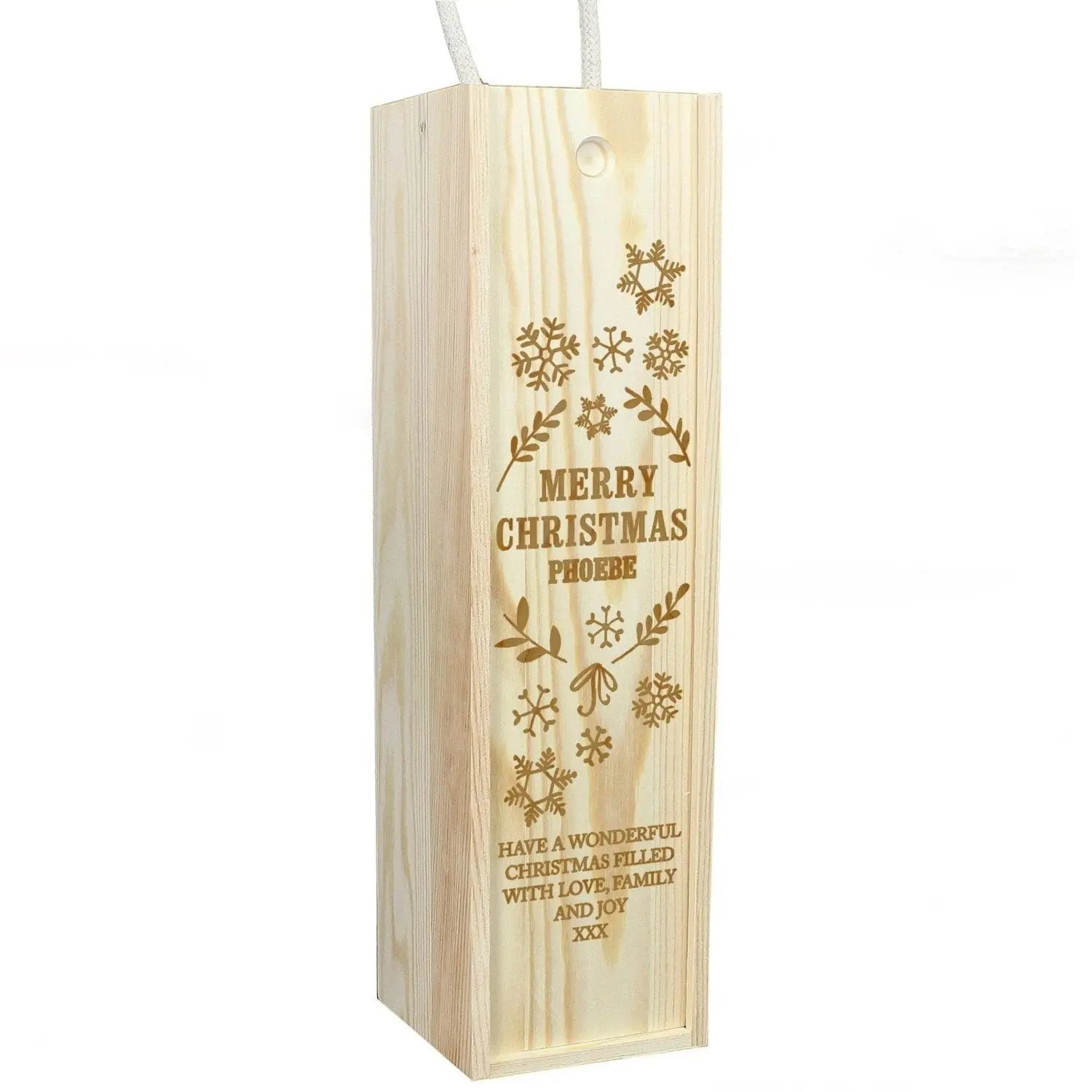 Personalised Christmas Frost Wooden Wine Bottle Box: 4 - Barware By Gift Moments