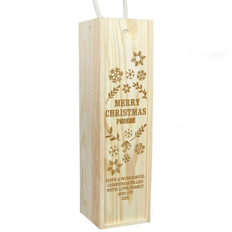 Personalised Christmas Frost Wooden Wine Bottle Box: 4 - Barware By Gift Moments