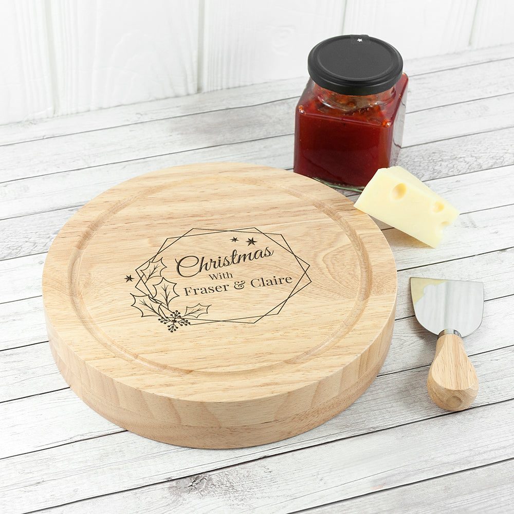 Personalised Christmas at Home Cheese Board Set: 4 - Cheese Boards By Gift Moments