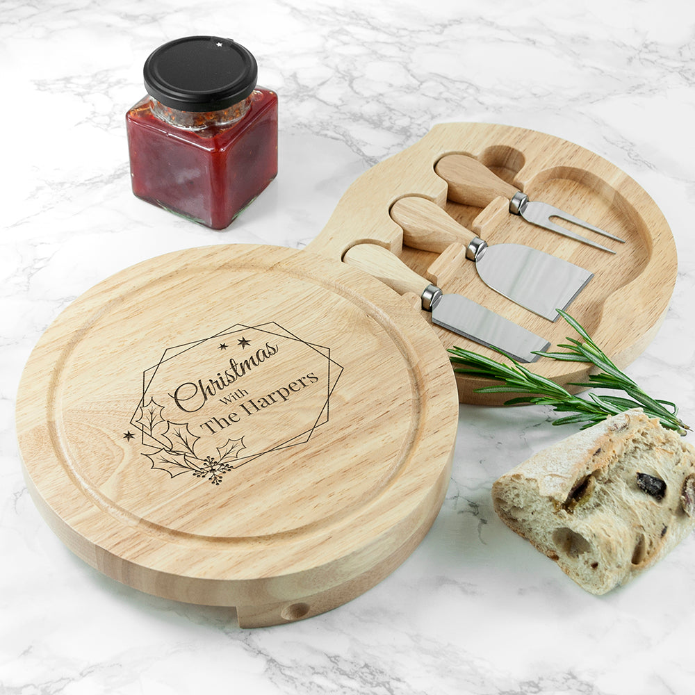 Personalised Christmas at Home Cheese Board Set: 1 - Cheese Boards By Gift Moments