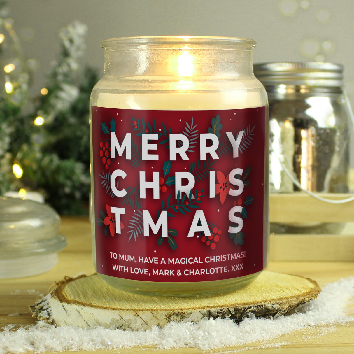 Personalised Christmas Large Scented Jar Candle: 1 - Candles By Gift Moments