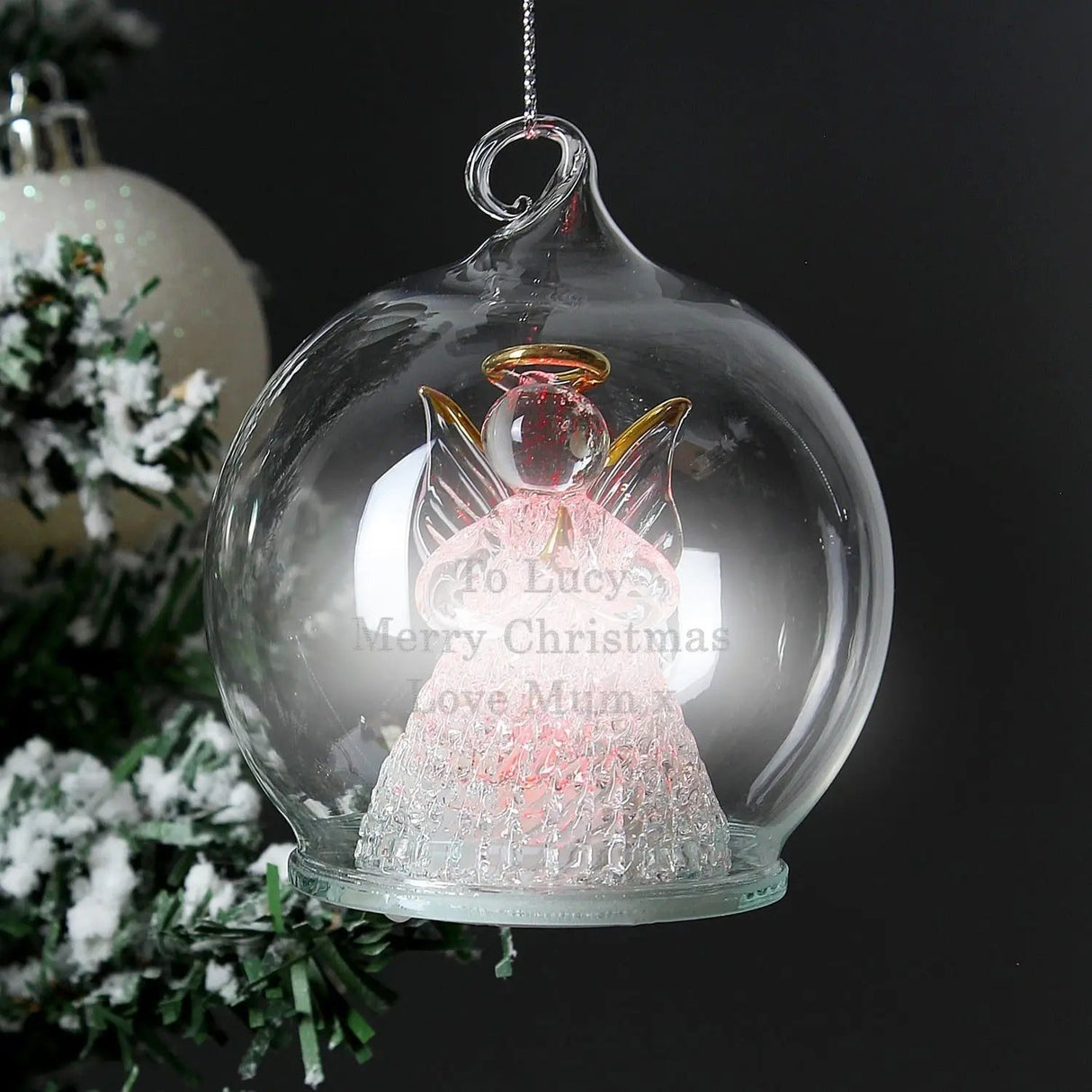 Personalised Christmas Message LED Angel Bauble: 4 - LED Lighting By Gift Moments