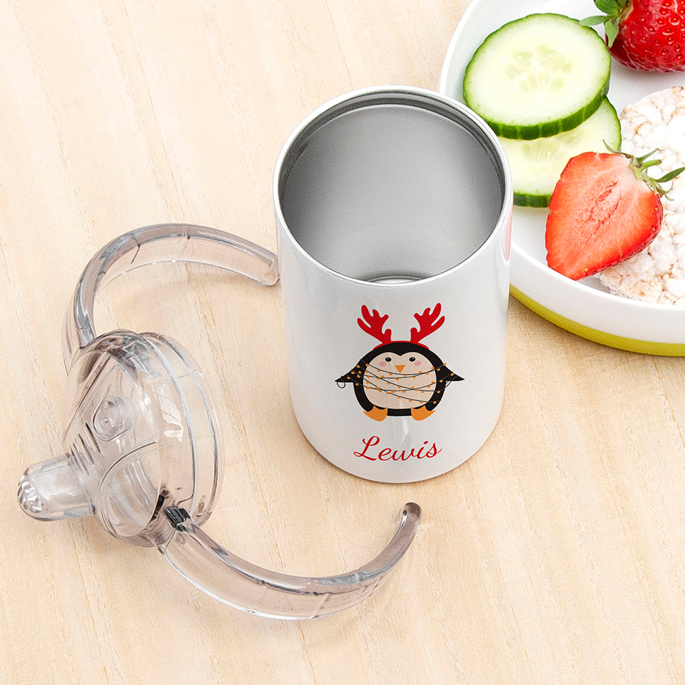 Personalised Christmas Penguin Kids Sippy Cup - Shop Kids Bottles At Gift Moments - 6