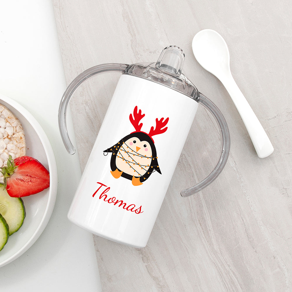 Personalised Christmas Penguin Kids Sippy Cup - Shop Kids Bottles At Gift Moments - 4