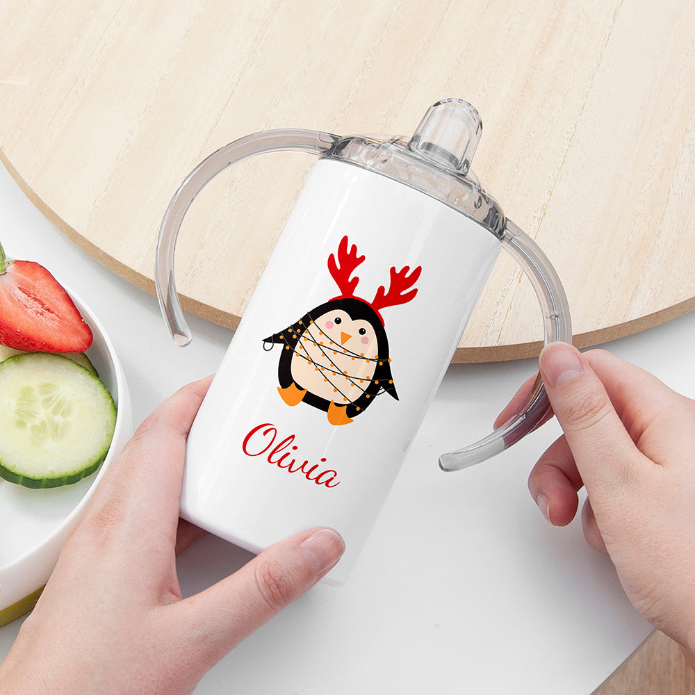 Personalised Christmas Penguin Kids Sippy Cup - Shop Kids Bottles At Gift Moments - 5