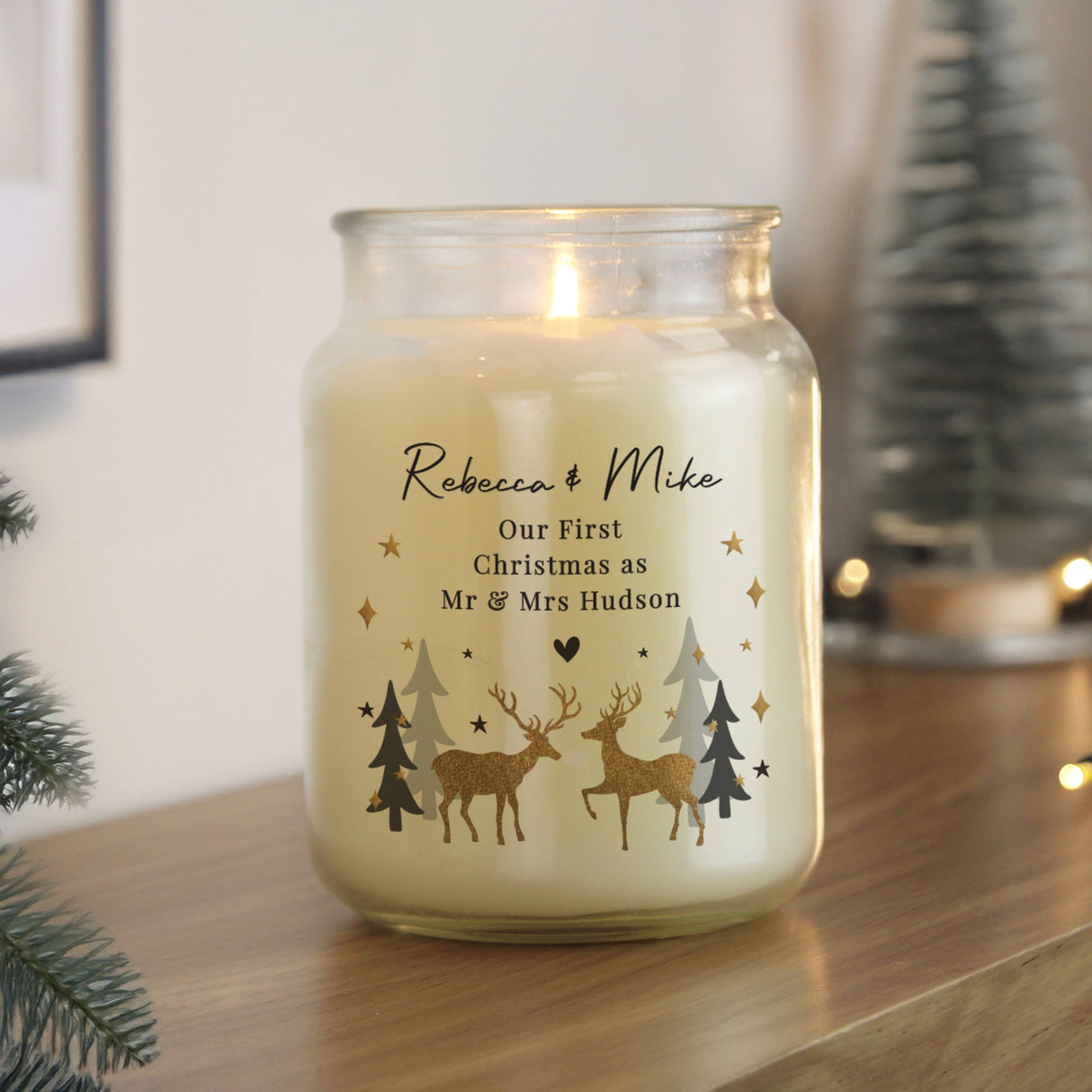 Personalised Christmas Reindeer Large Candle Jar: 1 - Candles By Gift Moments