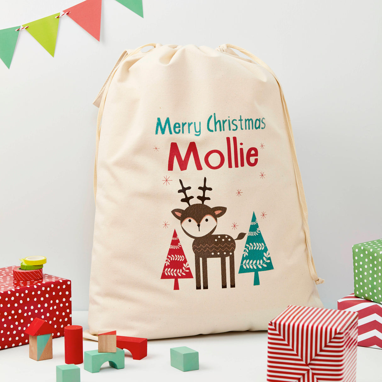 Personalised Christmas Reindeer Sack: 1 - Christmas Sacks By Gift Moments