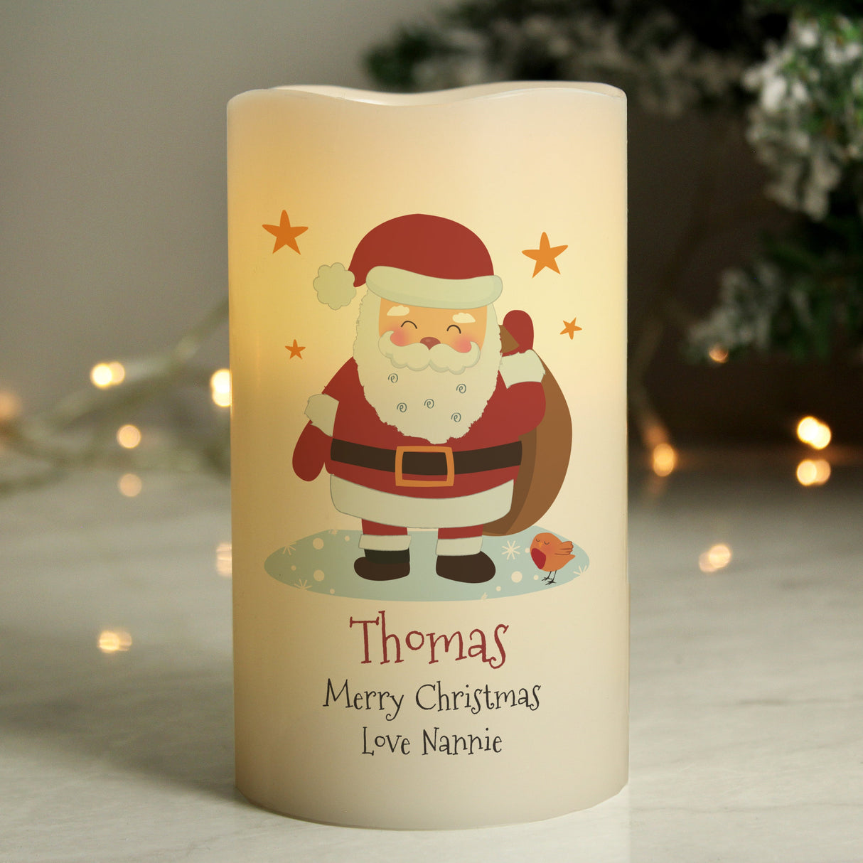 Personalised Christmas Santa LED Candle: 3 - LED Lighting By Gift Moments