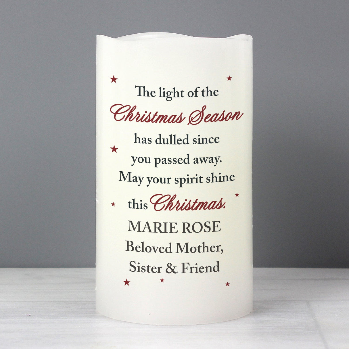 Personalised Christmas Season Memorial LED Candle: 2 - LED Lighting By Gift Moments