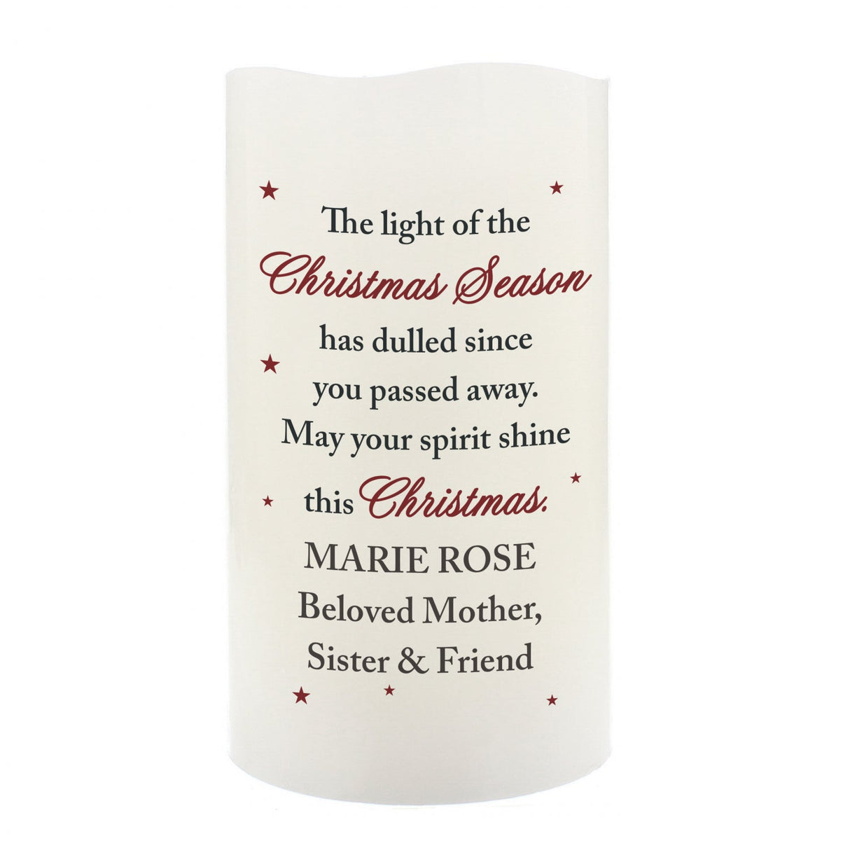 Personalised Christmas Season Memorial LED Candle: 4 - LED Lighting By Gift Moments