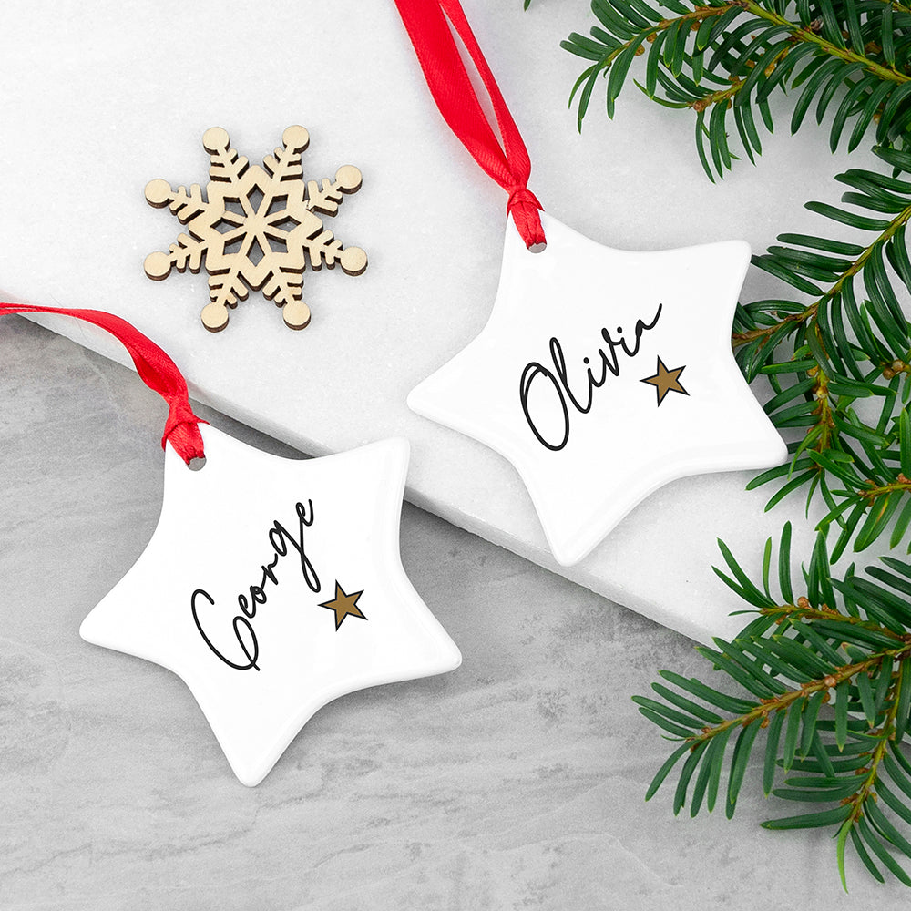 Personalised Christmas Star Decoration - Shop Christmas Decorations At Gift Moments - 1