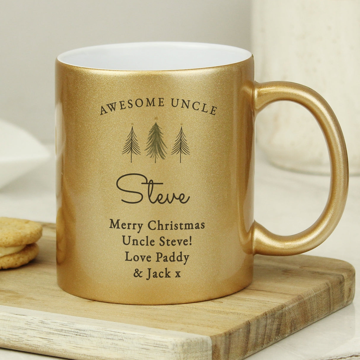 Personalised Christmas Tree Gold Glitter Mug: 6 - Mugs By Gift Moments