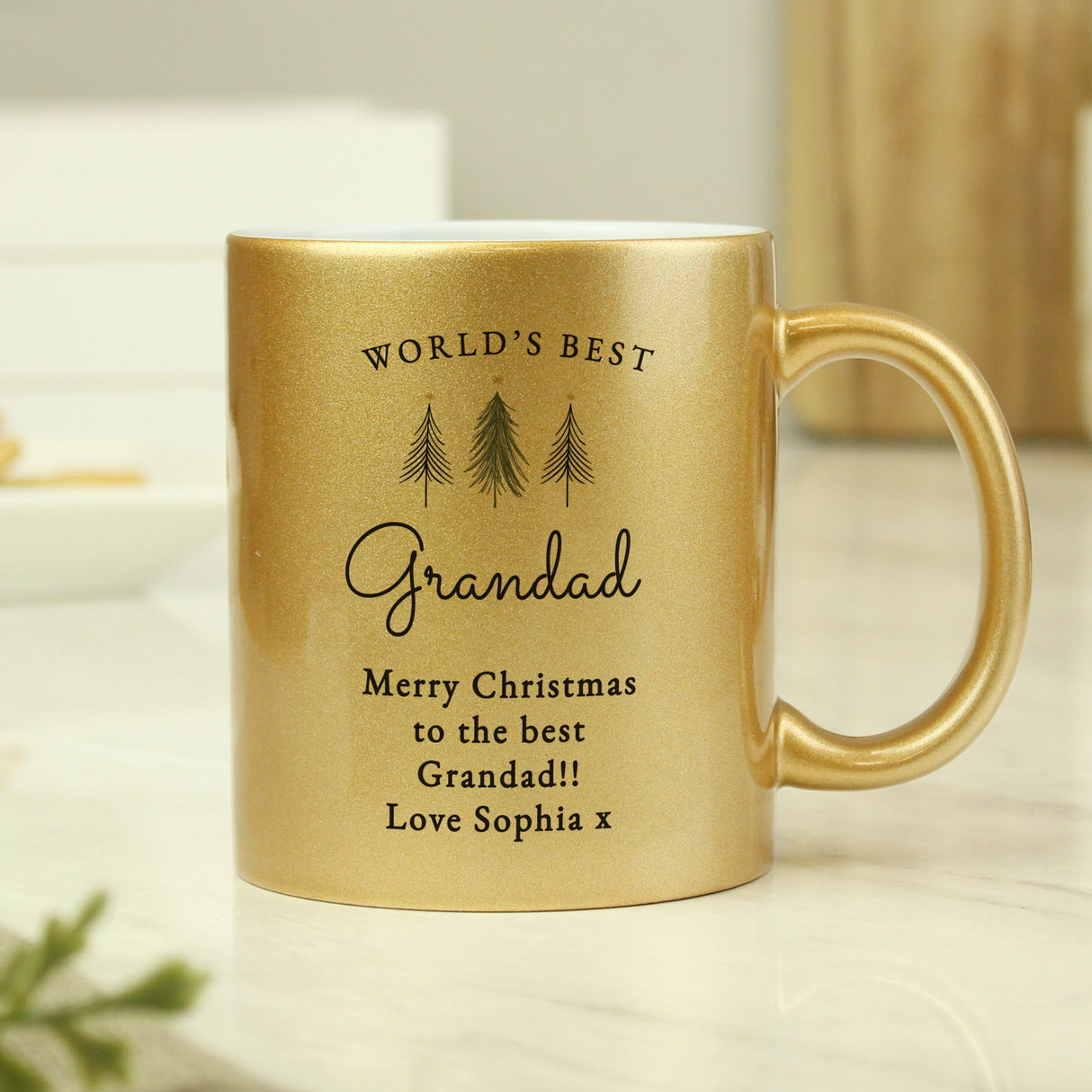 Personalised Christmas Tree Gold Glitter Mug: 4 - Mugs By Gift Moments
