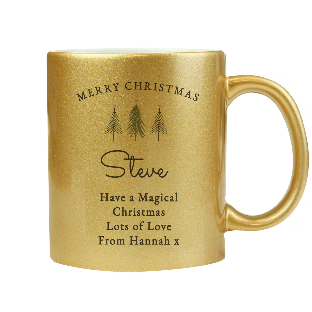 Personalised Christmas Tree Gold Glitter Mug: 5 - Mugs By Gift Moments