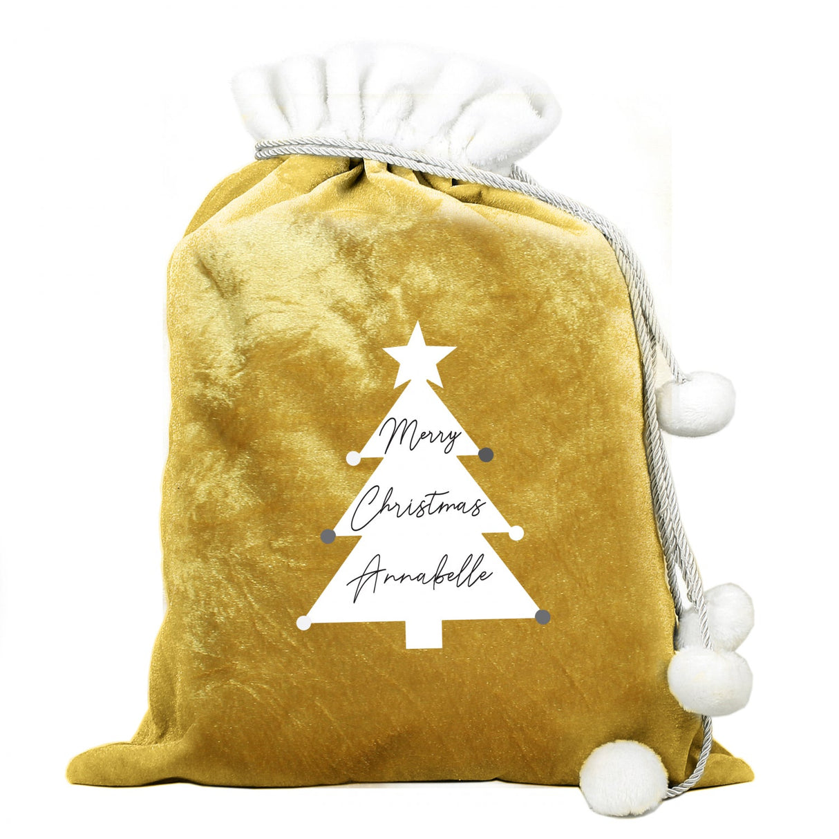 Personalised Christmas Tree Luxury Pom Pom Gold Sack: 3 - Christmas Sacks By Gift Moments