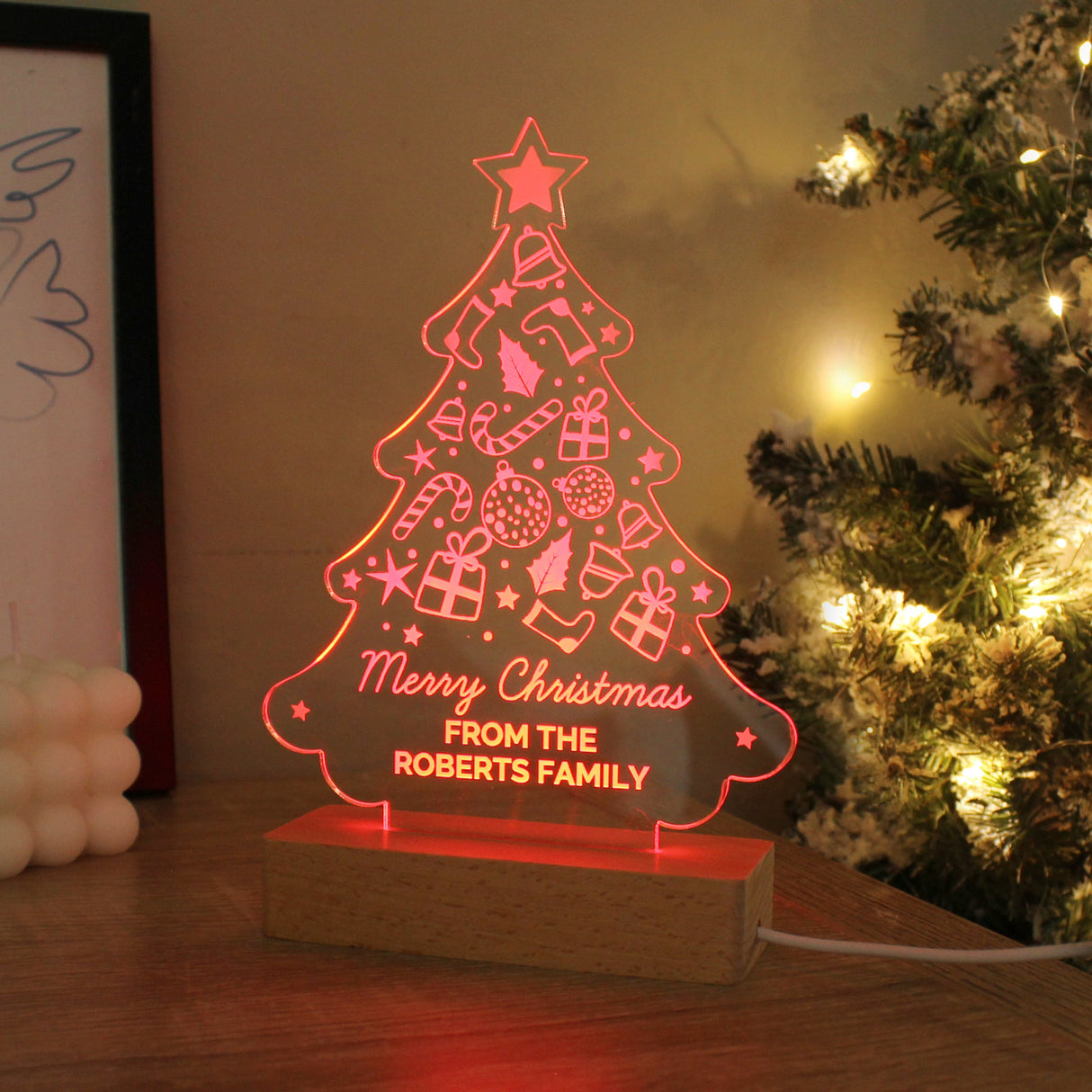 Personalised Christmas Tree Wooden Based LED Light: 3 - LED Lighting By Gift Moments