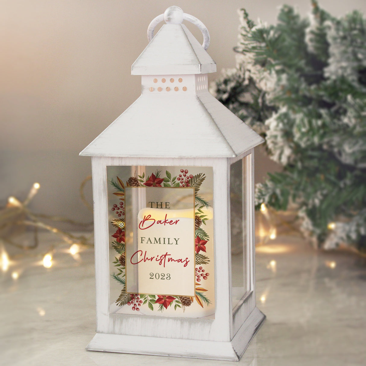 Personalised Christmas White LED Lantern: 3 - LED Lighting By Gift Moments