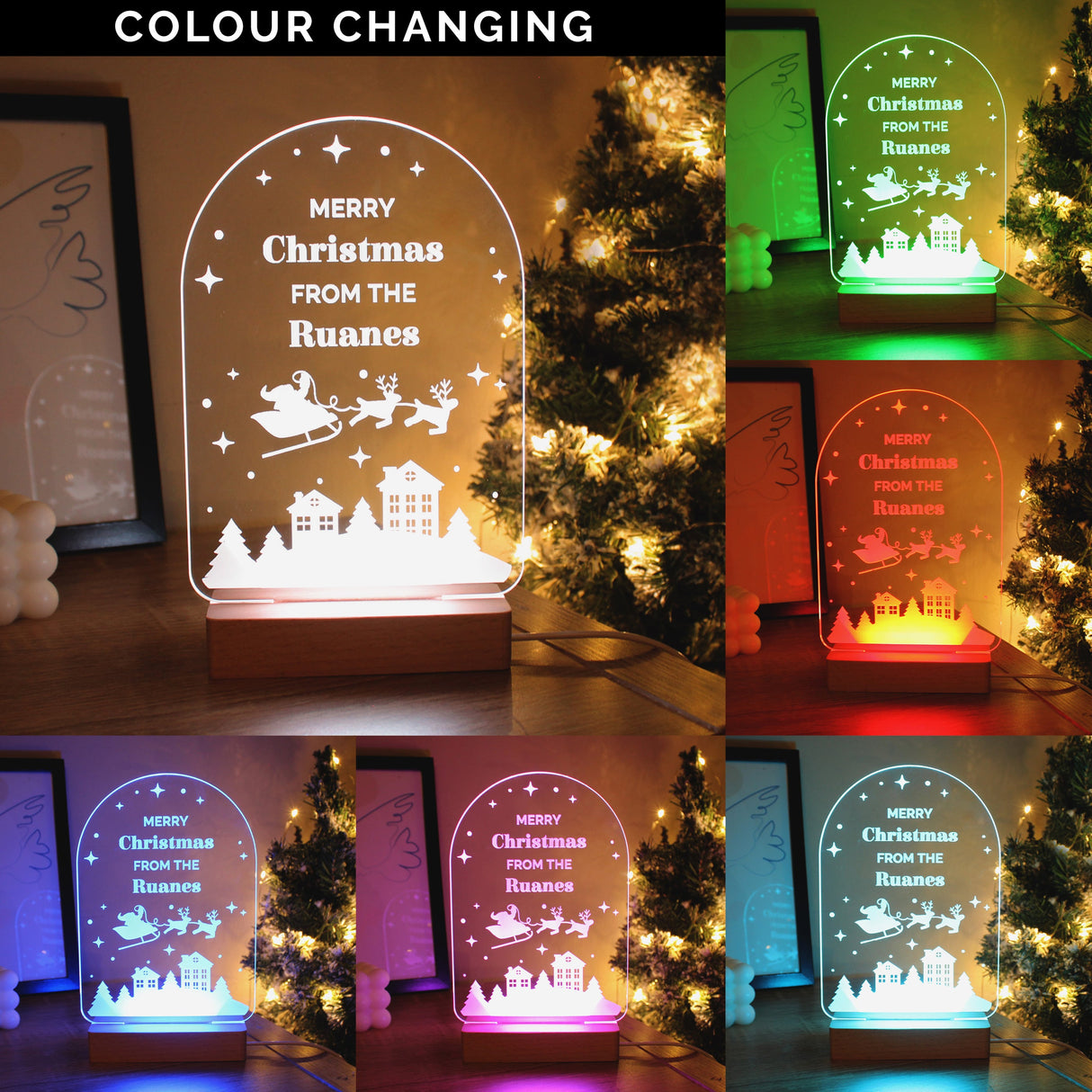 Personalised Christmas Wooden Based LED Light: 3 - LED Lighting By Gift Moments
