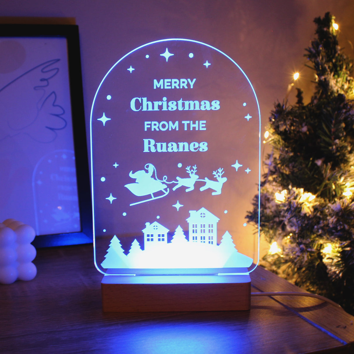 Personalised Christmas Wooden Based LED Light: 2 - LED Lighting By Gift Moments