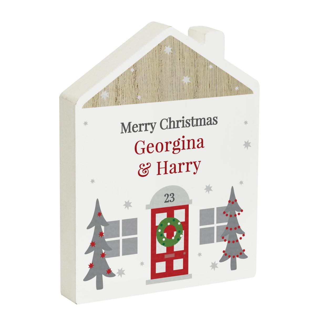 Personalised Christmas Wooden House Ornament: 5 - Ornaments By Gift Moments