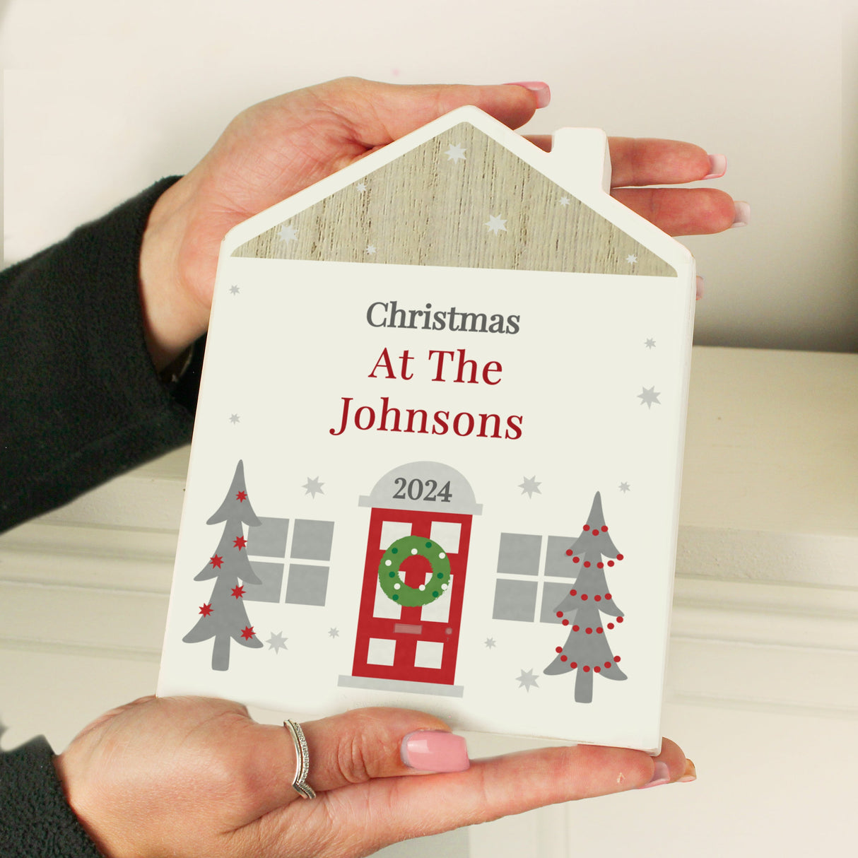 Personalised Christmas Wooden House Ornament: 6 - Ornaments By Gift Moments