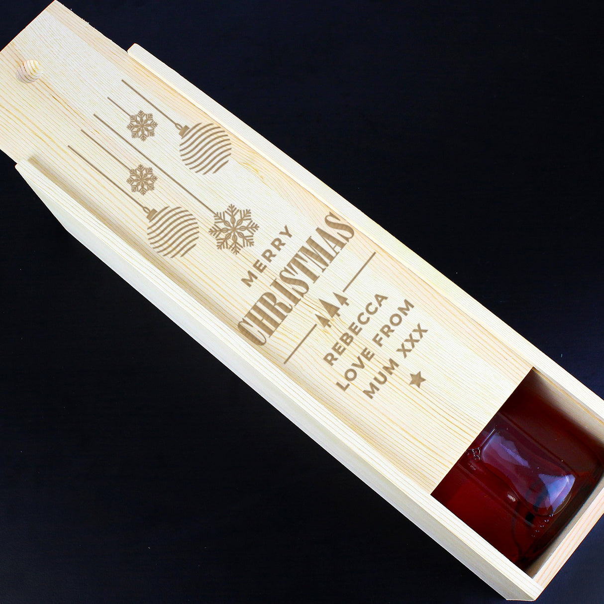 Personalised Christmas Wooden Wine Box: 2 - Barware By Gift Moments