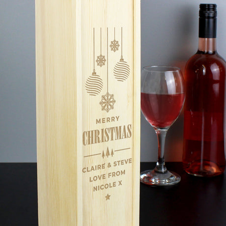 Personalised Christmas Wooden Wine Box: 4 - Barware By Gift Moments