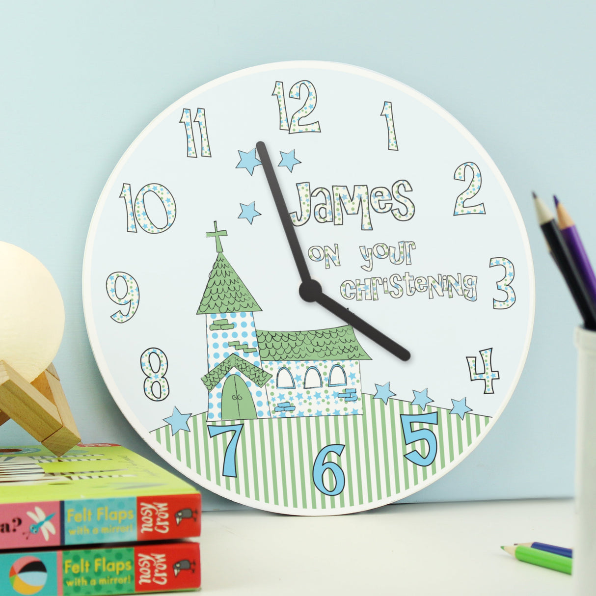 Personalised Church Boys Christening Clock - Shop Clocks At Gift Moments - 3