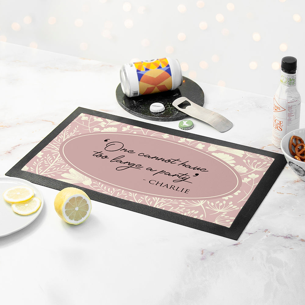 Personalised Classic Floral Quote Bar Mat: 7 - Barware By Gift Moments