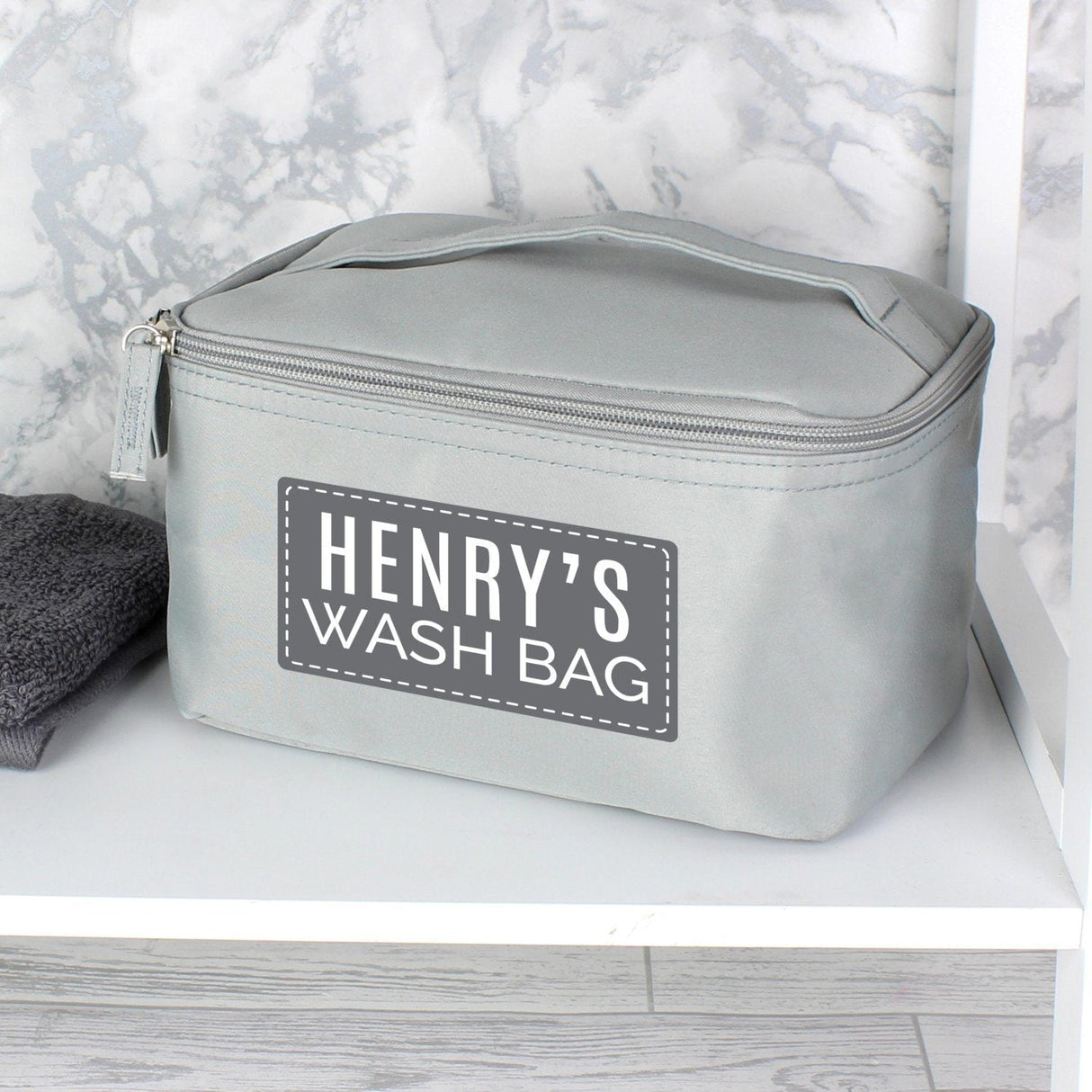 Personalised Classic Grey Toiletry Bag: 2 - Toiletry & Makeup Bags By Gift Moments