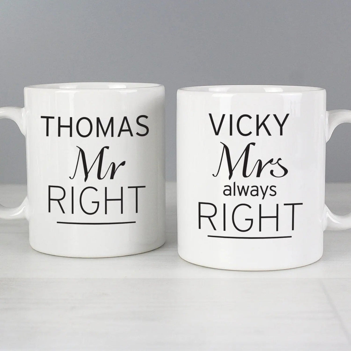 Personalised Classic Mr Right/Mrs Always Right Mug Set - Shop Mugs At Gift Moments - 1