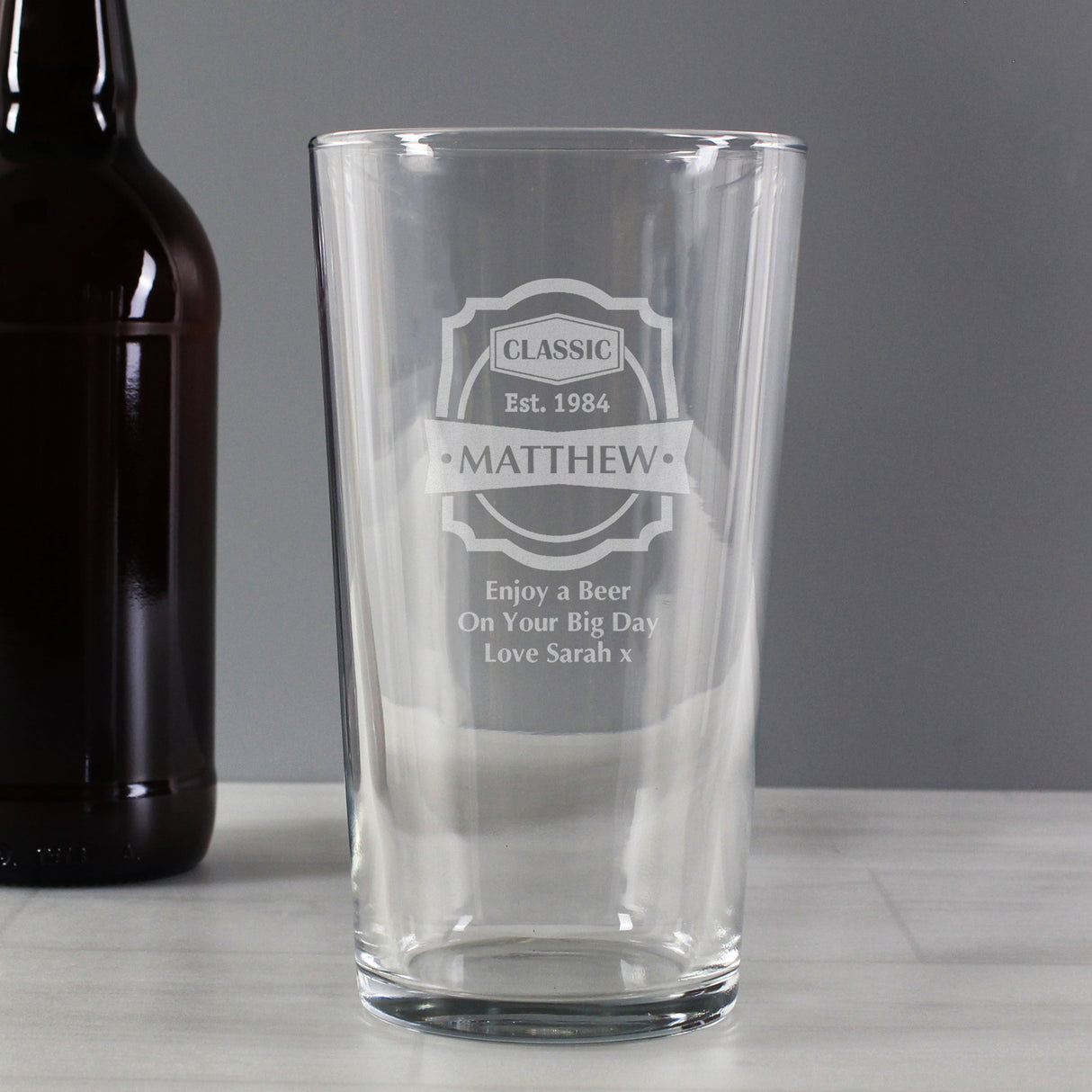 Personalised Classic Pint Glass: 4 - Beer Glasses By Gift Moments