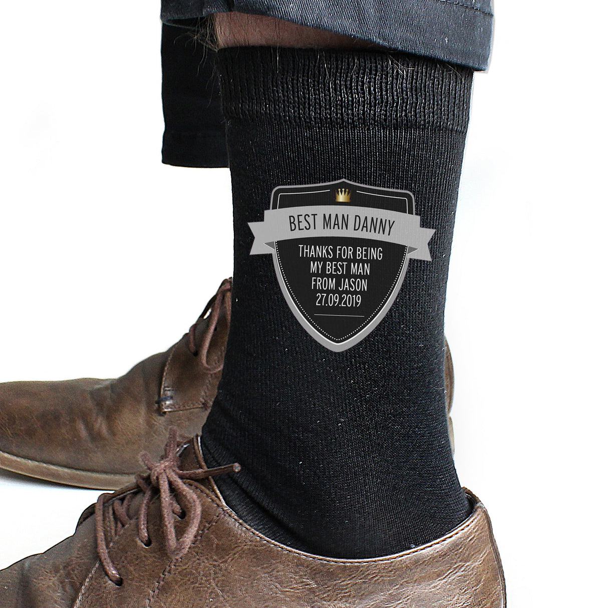 Personalised Classic Shield Men’s Socks: 5 - Clothing By Gift Moments