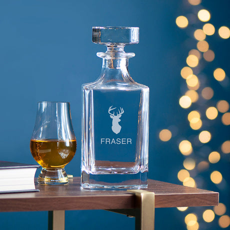Personalised Classic Stag Square Decanter: 3 Barware By Gift Moments