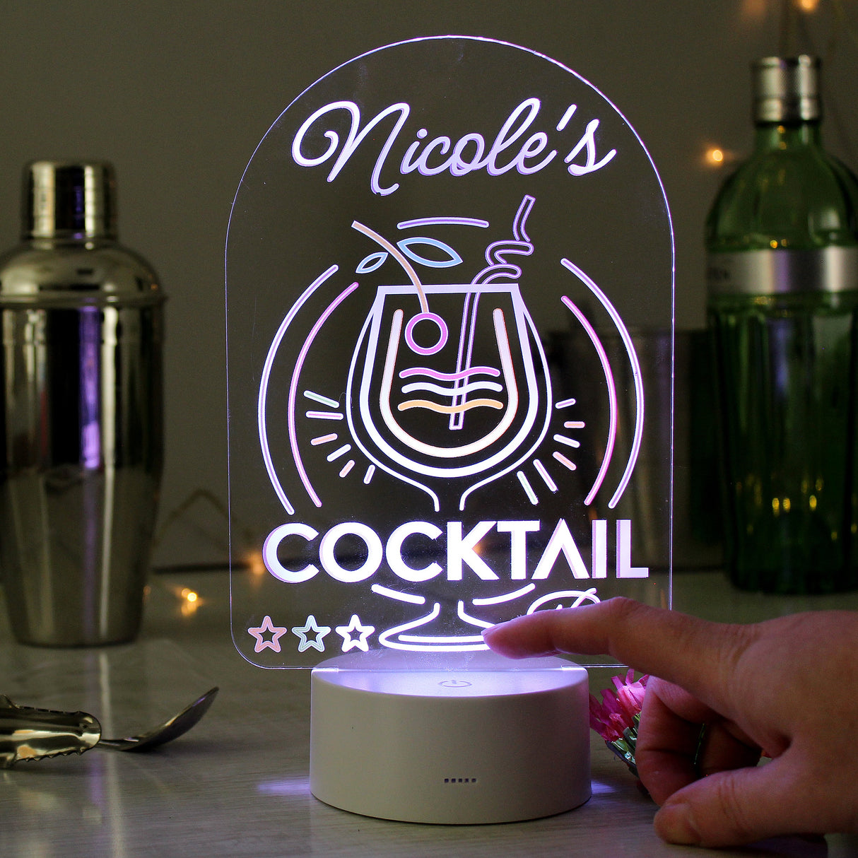 Personalised Cocktail LED Colour Changing Night Light: 4 - LED Lighting By Gift Moments