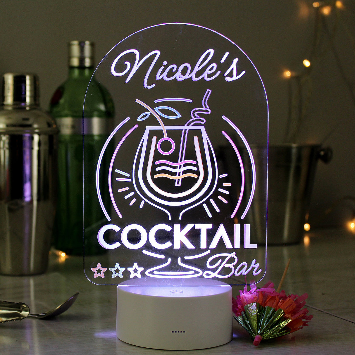 Personalised Cocktail LED Colour Changing Night Light: 1 - LED Lighting By Gift Moments