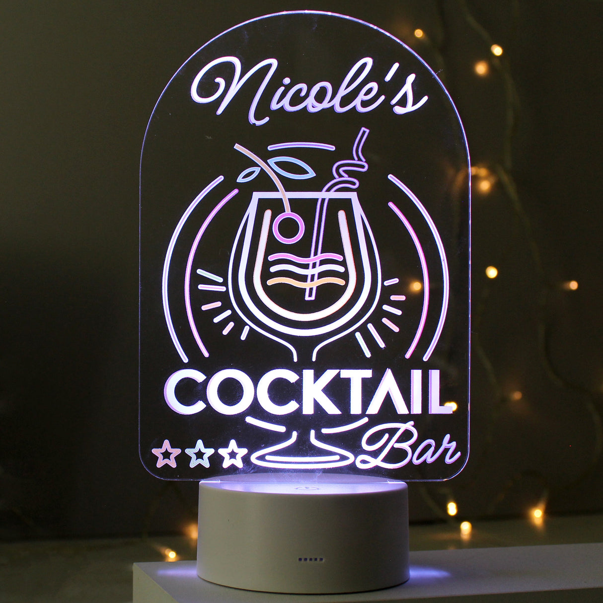 Personalised Cocktail LED Colour Changing Night Light: 6 - LED Lighting By Gift Moments