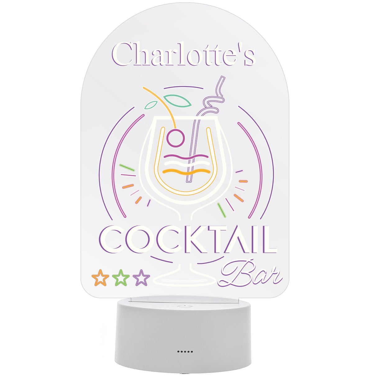 Personalised Cocktail LED Colour Changing Night Light: 5 - LED Lighting By Gift Moments