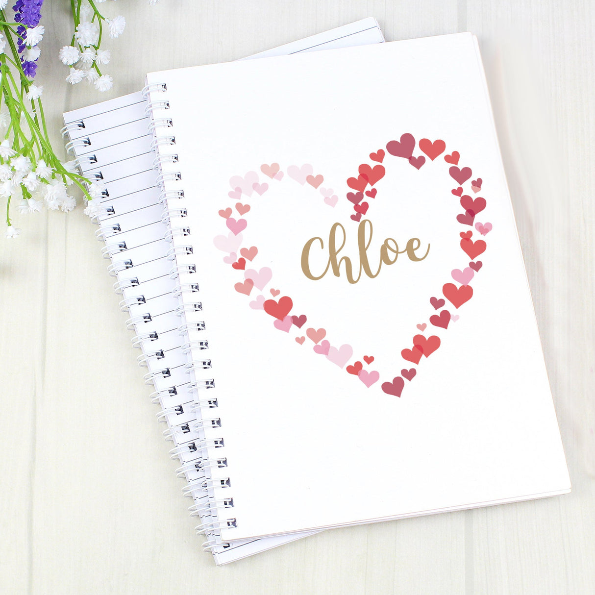 Personalised Confetti Hearts A5 Notebook: 5 - Notebooks By Gift Moments