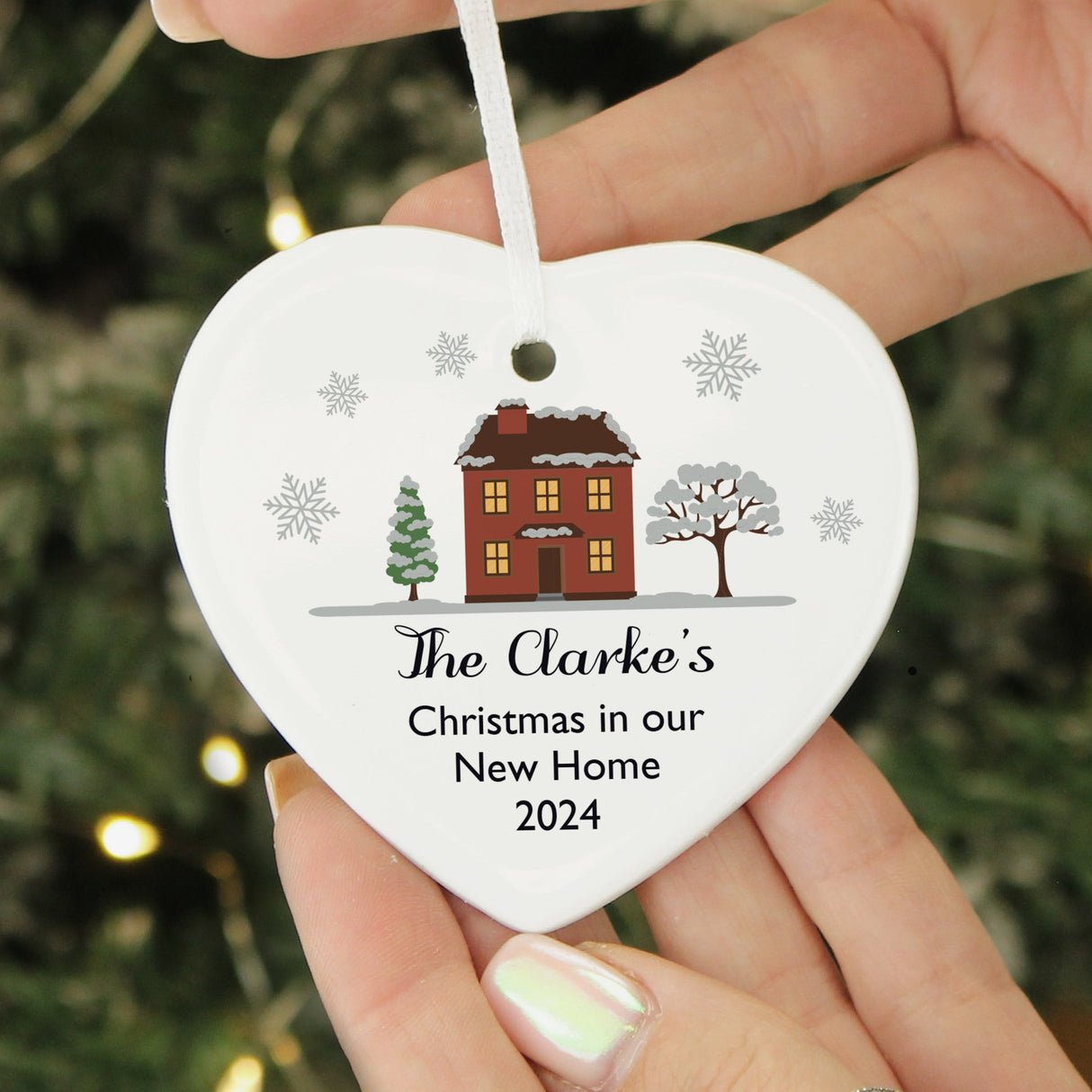 Personalised Cosy Christmas Ceramic Heart Decoration - Shop Christmas Decorations At Gift Moments - 1