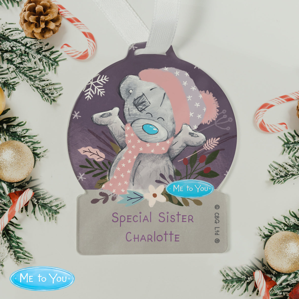 Personalised Me to You Cosy Winter Acrylic Decoration - Shop Christmas Decorations At Gift Moments - 3